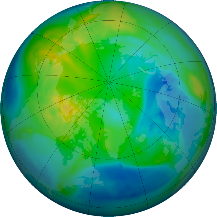 Arctic ozone map for 02 November 2014